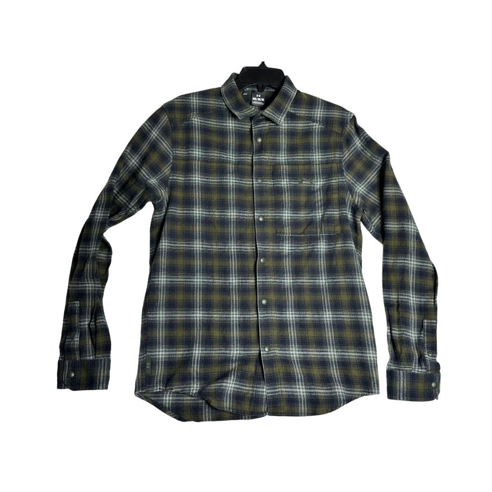 Under Armour UA L/S Plaid Snap Button Flannel Shirt Mens Medium